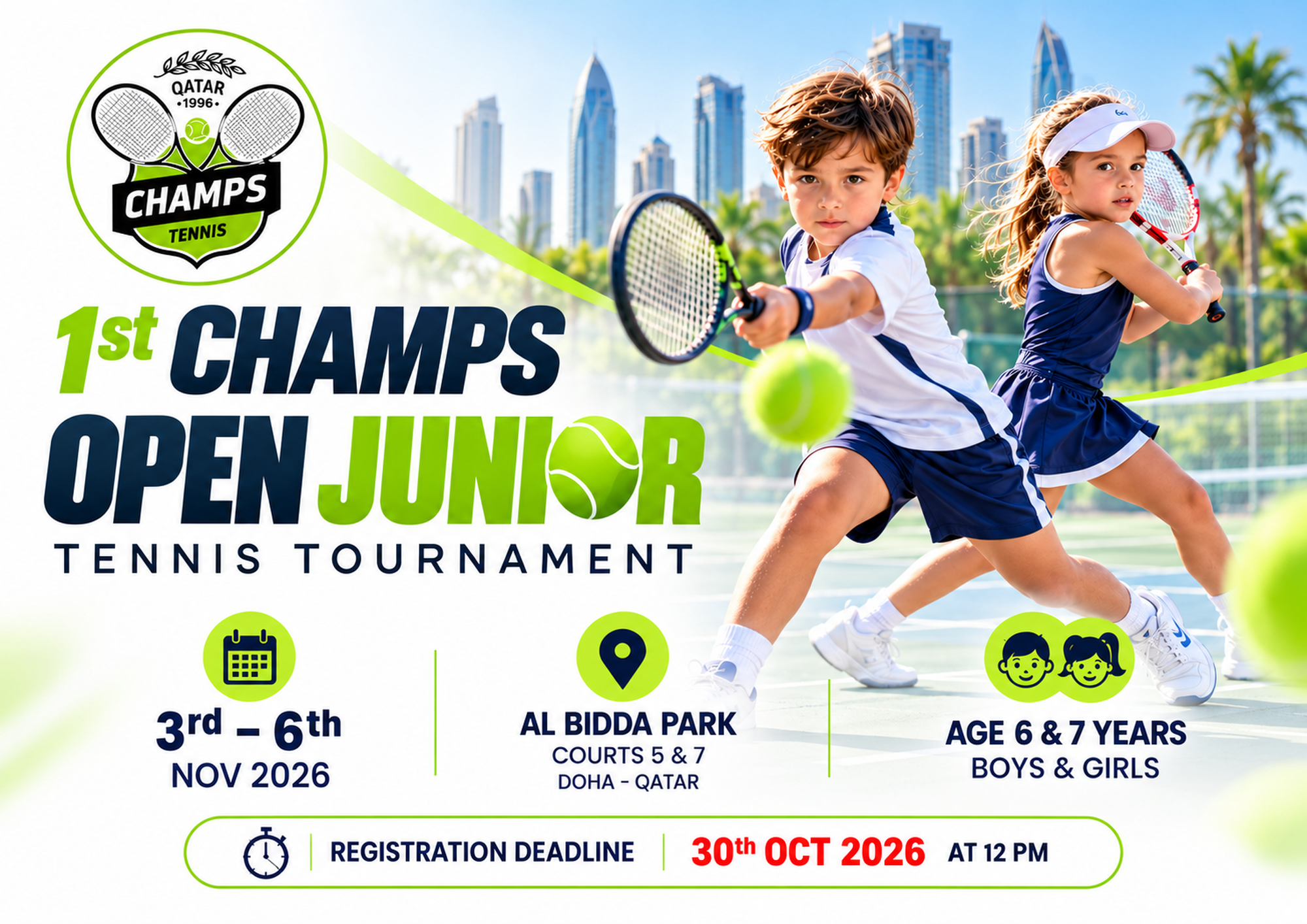 1st Champs Open Junior Tennis Tournament - Age 6 & 7 Years